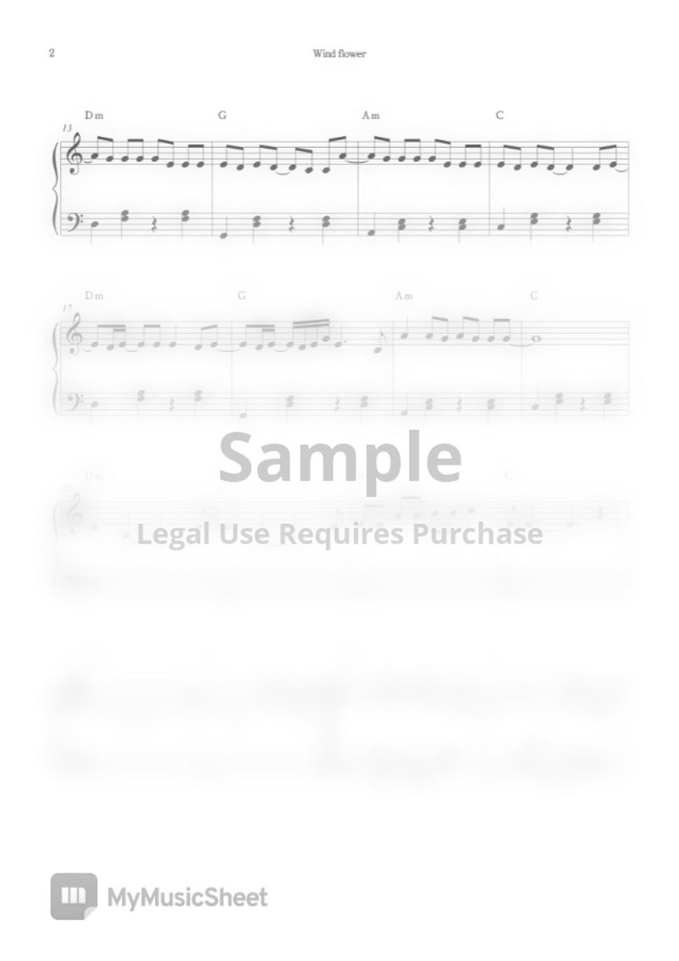 MAMAMOO Wind flower Easy Piano Sheet Music نوتة