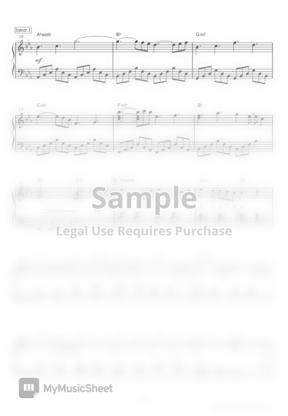 back number Mabataki Hoja by PianoBooks