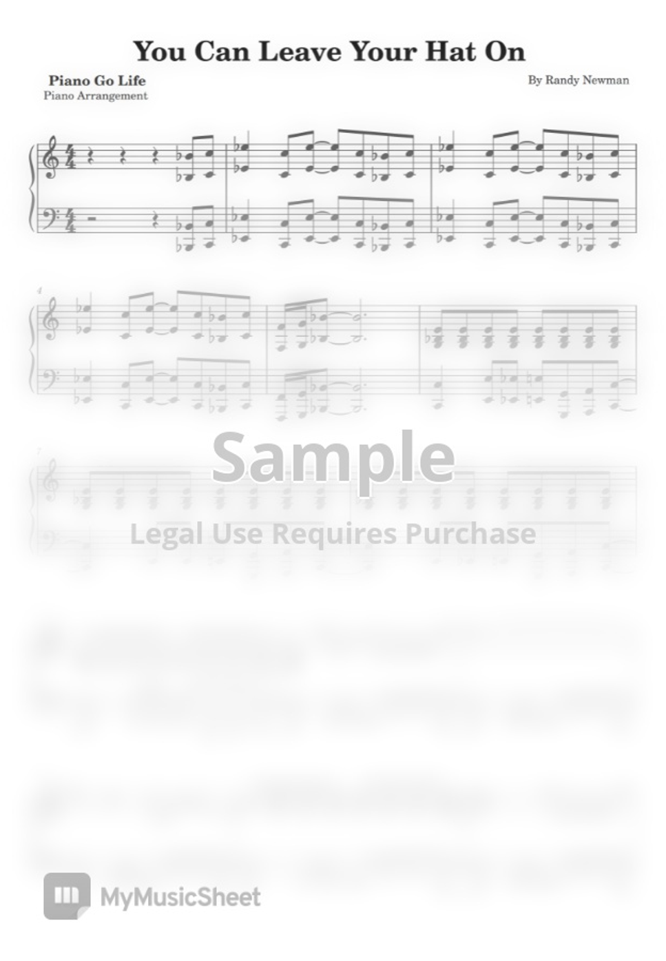 Randy Newman - You Can Leave Your Hat On by Piano Go Life Hoja