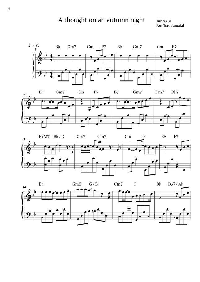 JANNABI A thought on an autumn night by Tutopianorial Sheet Music
