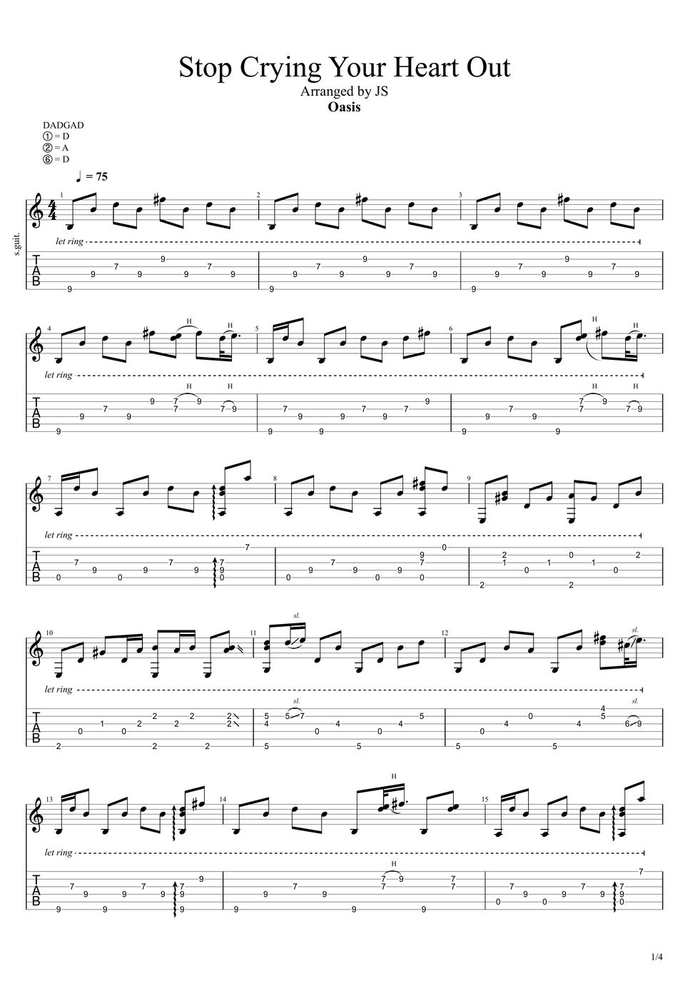 Stop Crying Your Heart Out Tab, Stop Crying Your Heart Out Akkorde – TISE