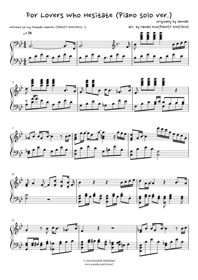 For Lovers Who Hesitate Jannabi Lyrics English Jannabi - For Lovers Who Hesitate (Piano solo ver.) by PIANIST EINSTEIN