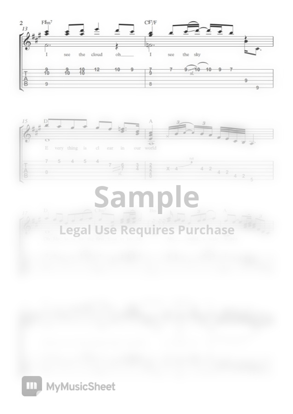 John Lennon Oh My Love (Fingerstyle Guitar TAB) Hoja