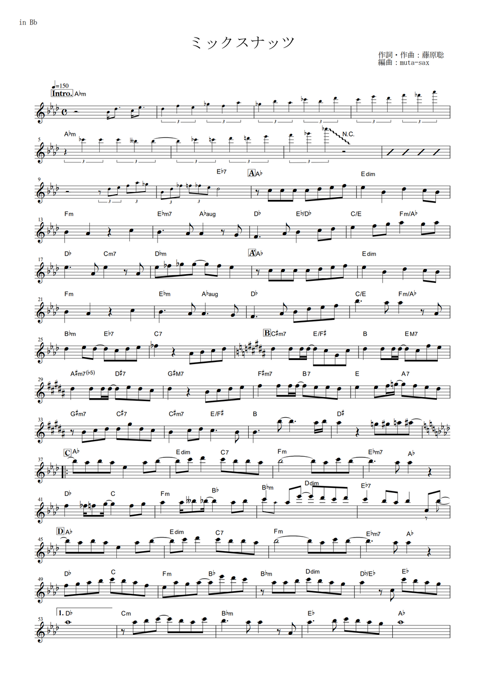 Official HIGE DANdism Mixed Nuts (Spy x Family / in Bb) by mutasax Sheet