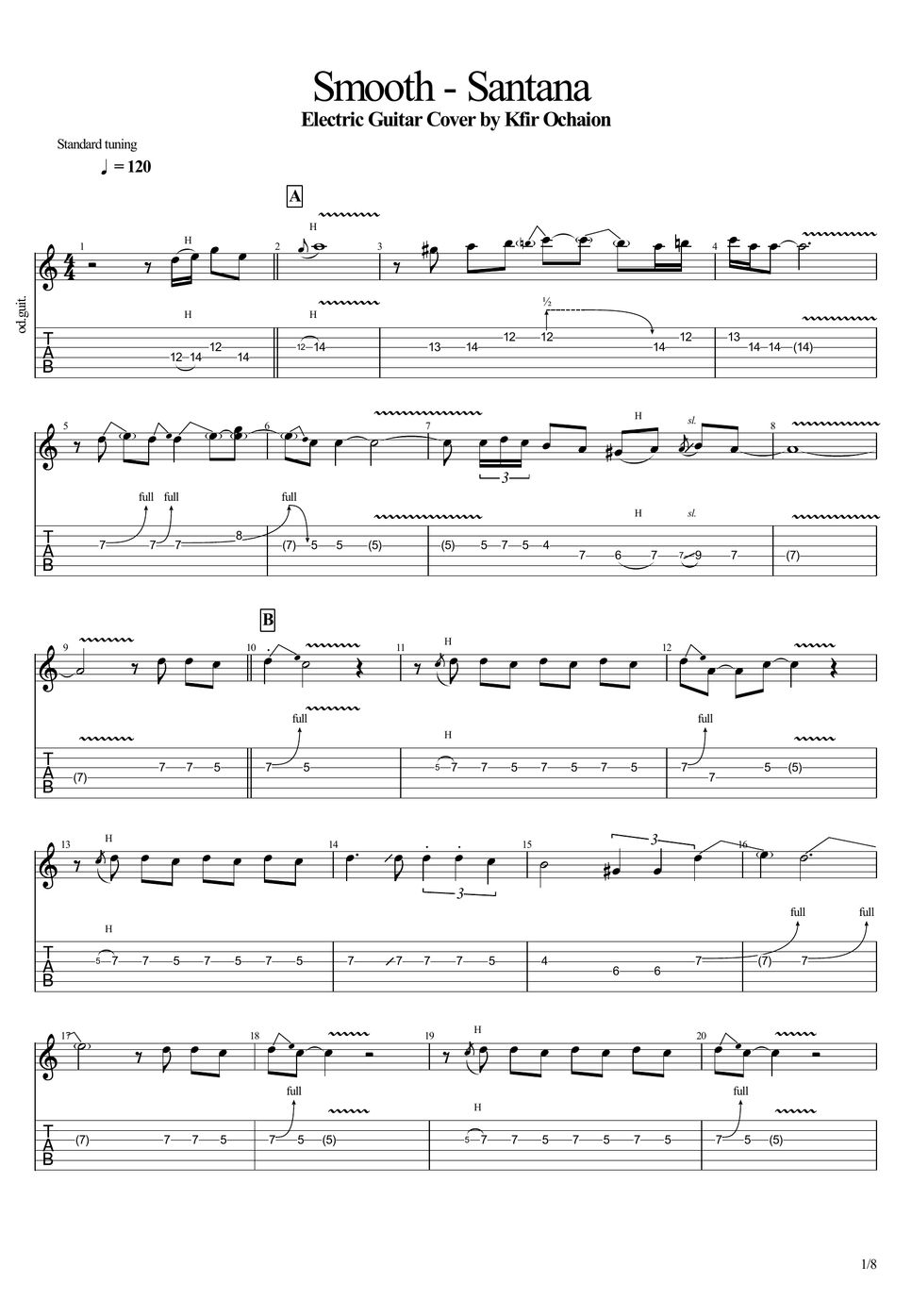 Santana - Smooth TAB by Kfir Ochaion