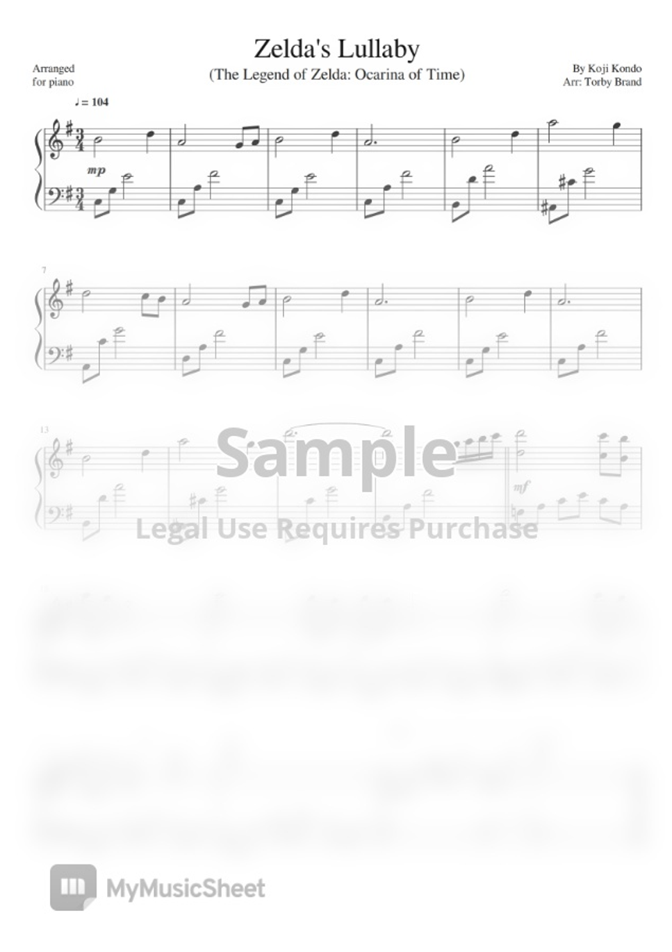 The Legend of Zelda Ocarina of Time Zelda's Lullaby by Torby Brand Hoja