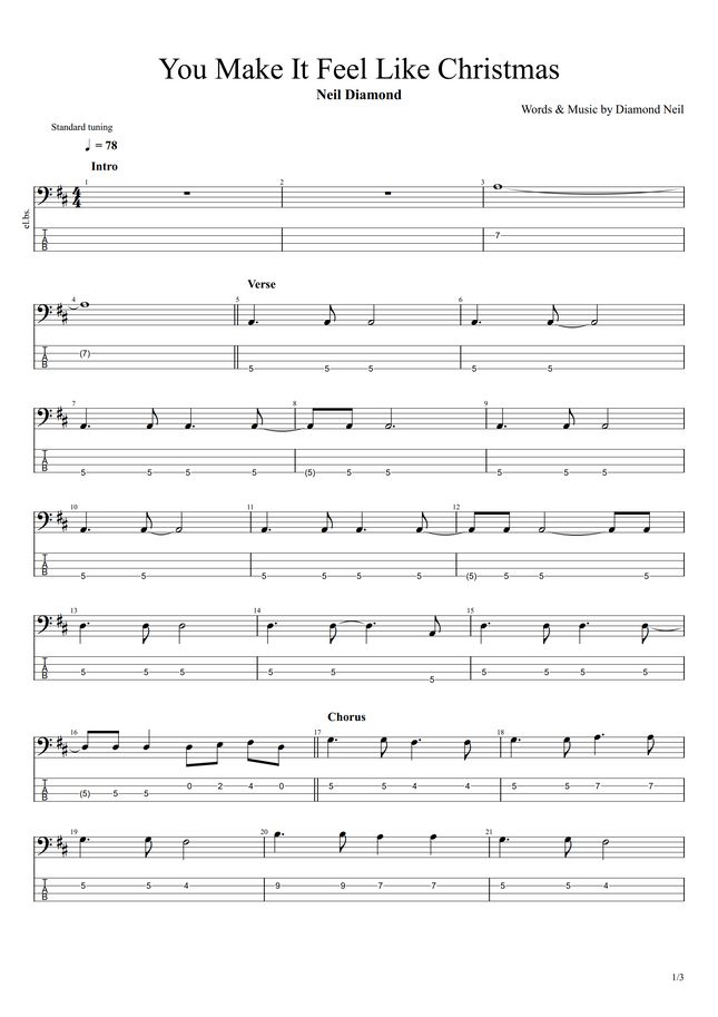 Neil Diamond You Make It Feel Like Christmas by まっきん tab 楽譜