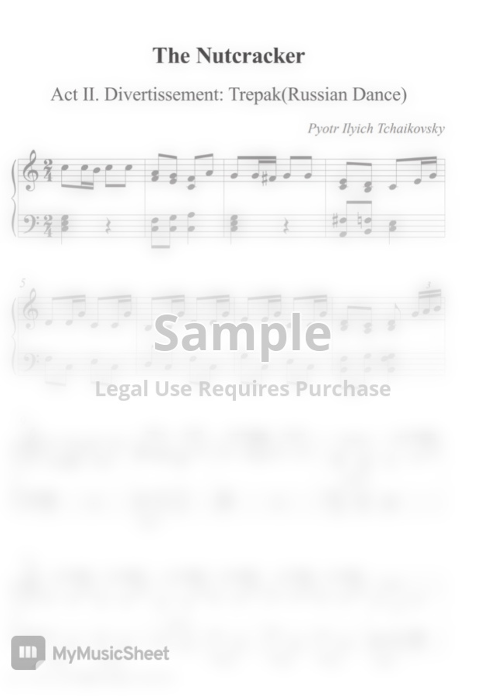 Pyotr Ilyich Tchaikovsky 23. The Nutcracker_Trepak, Russian Dance (Ballet music, ballet sheet