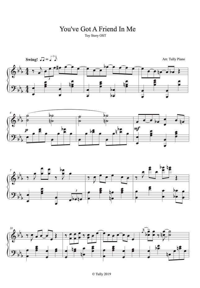 トイストーリー4 You Ve Got A Friend In Me By Tully Piano楽譜