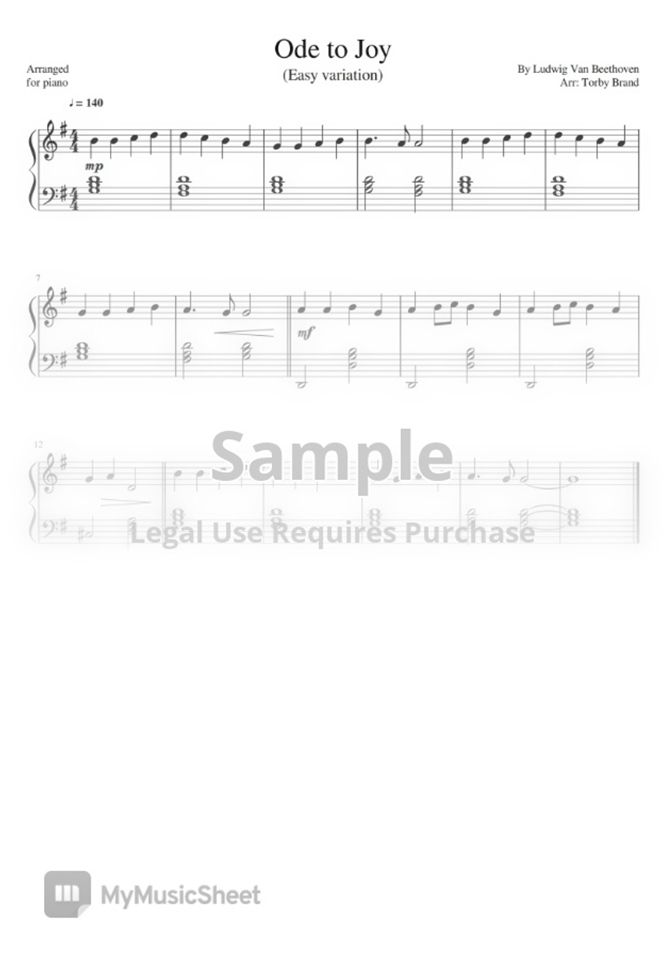 Ludwig van beethoven ode to joy easy by torby brand 