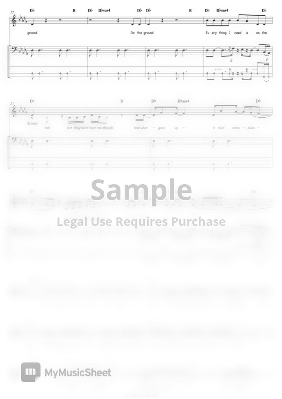Rose On The Ground Bass / Backing Track Sheet