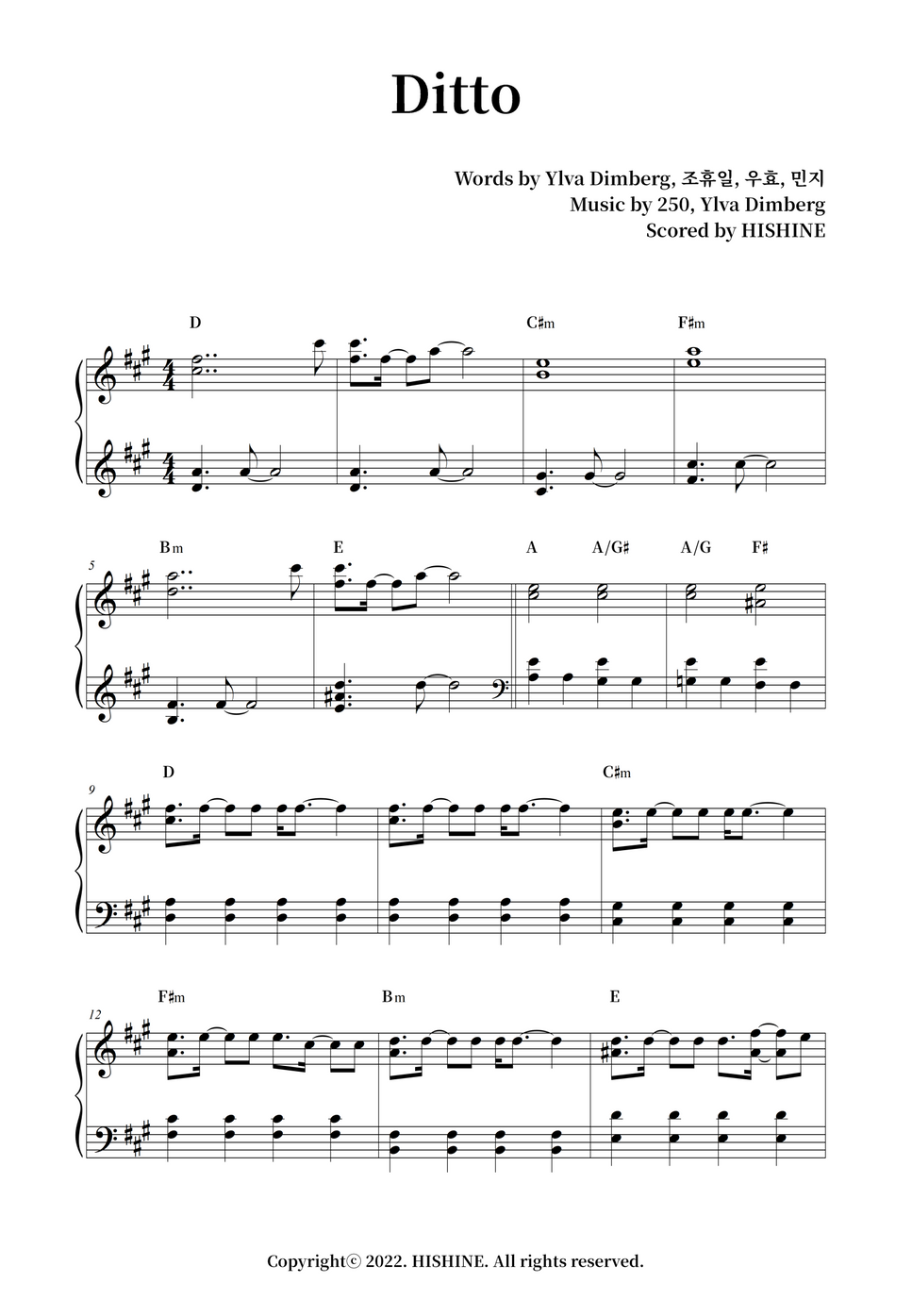 New jeans ditto partitura by hishine
