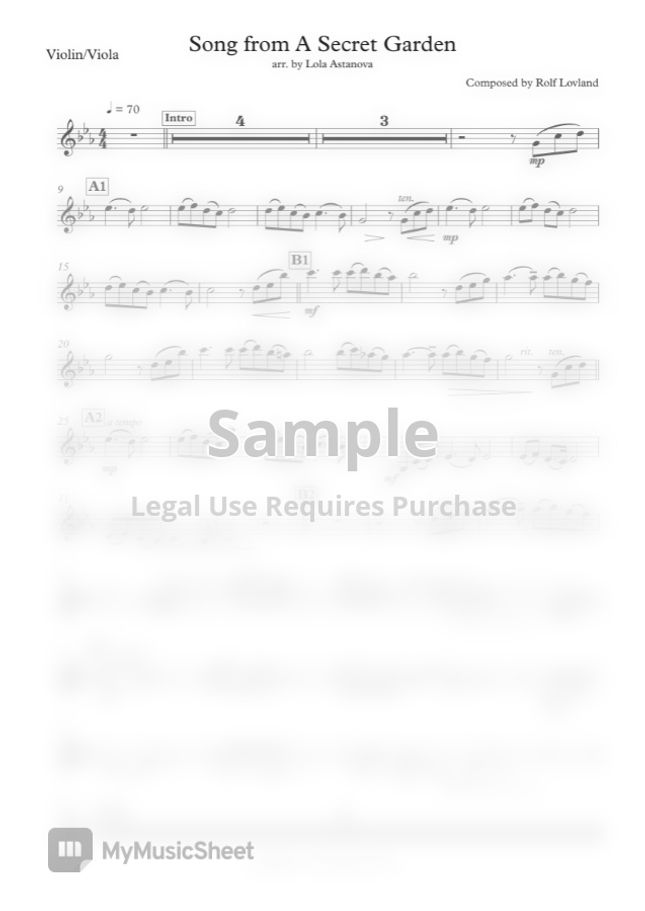 Secret Garden/LOLA ASTANOVA - Song from a Secret Garden (Violin/Viola) by LOLA ASTANOVA