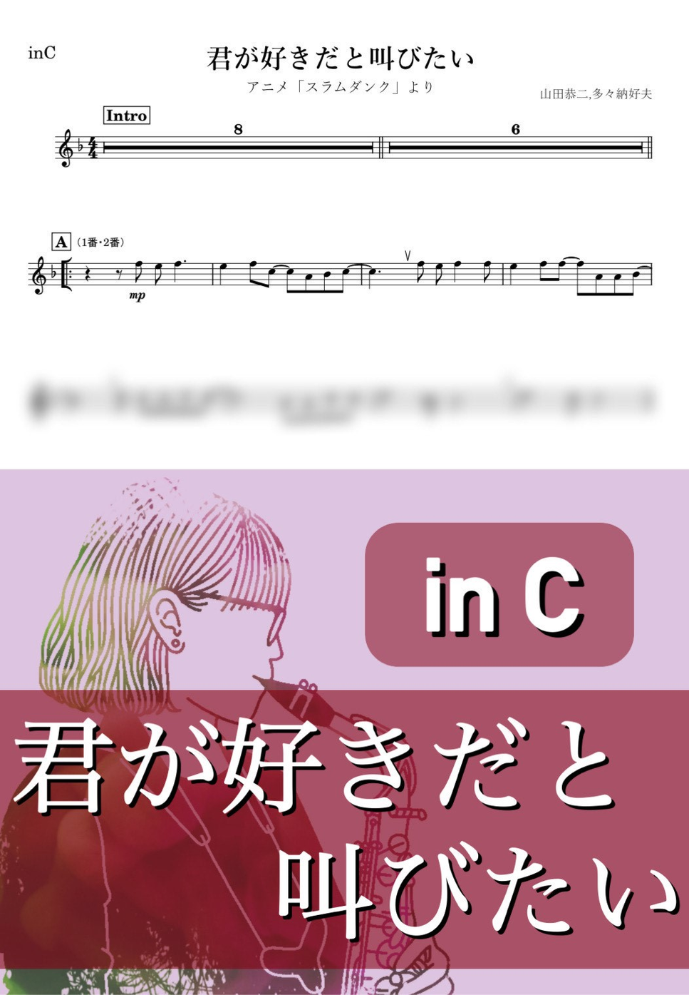 スラムダンク 君が好きだと叫びたい C By Kanamusic楽譜