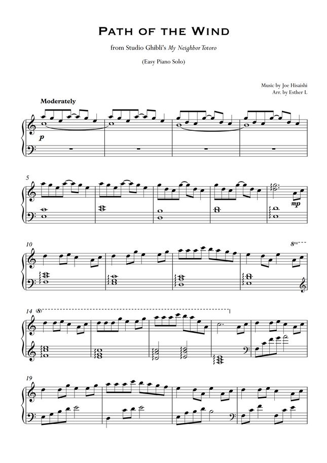 Joe Hisaishi Path of the Wind from [My Neighbor Totoro] (Easy Piano