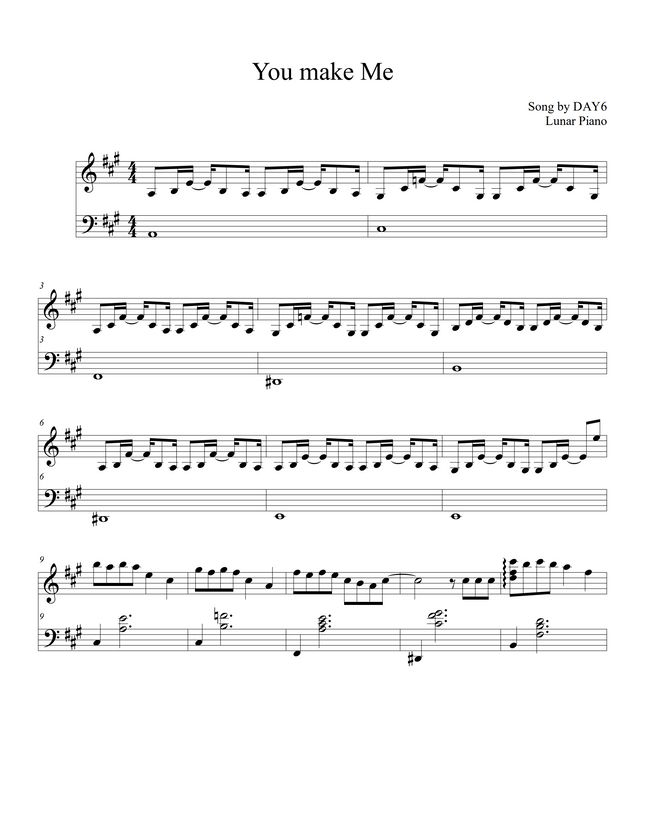 DAY6 You Make Me By Lunar Piano Sheet Music