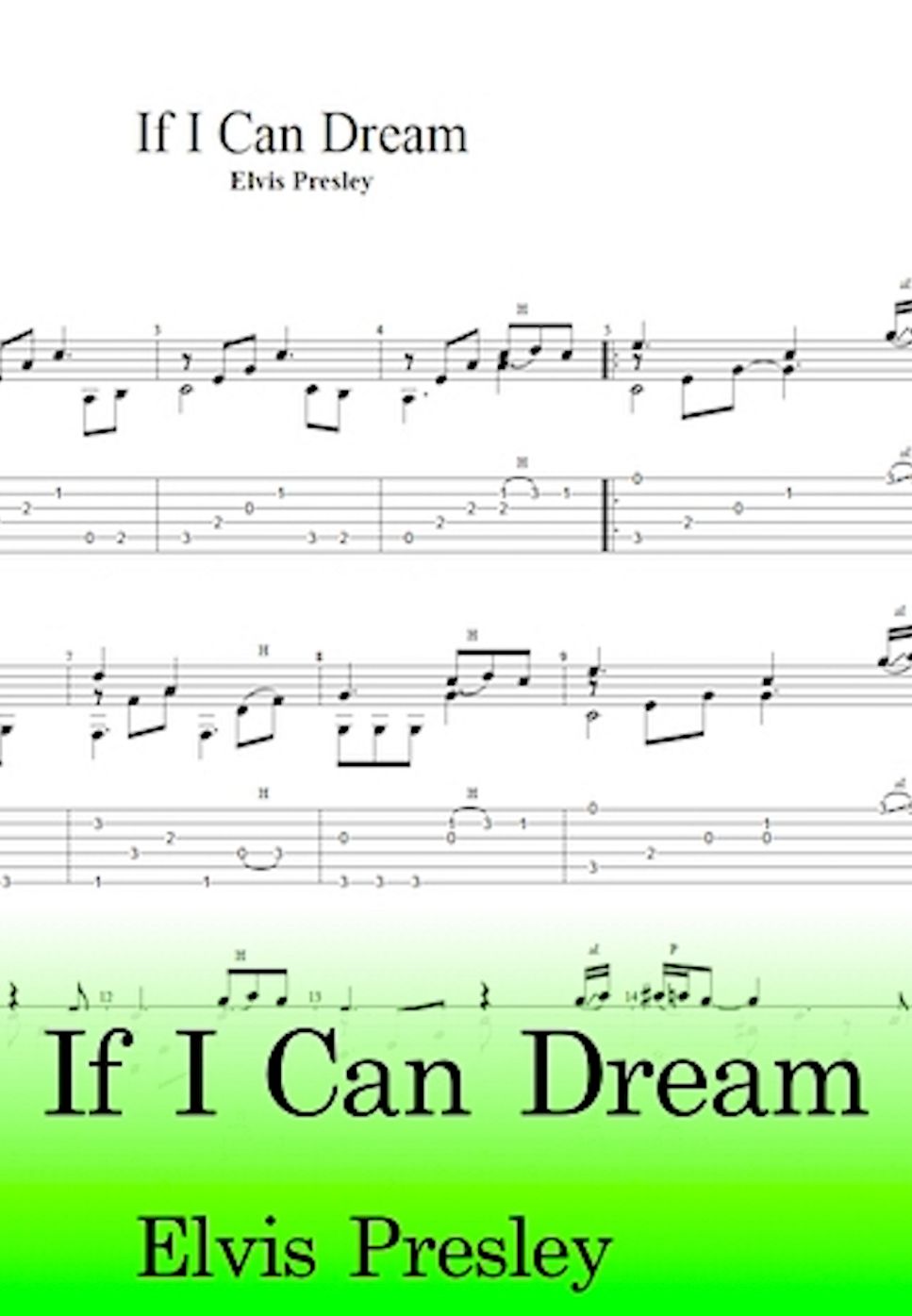 Elvis Presley If I Can Dream (Fingerstyle Guitar Arrangement, Standard Tuning, No Capo) TAB by