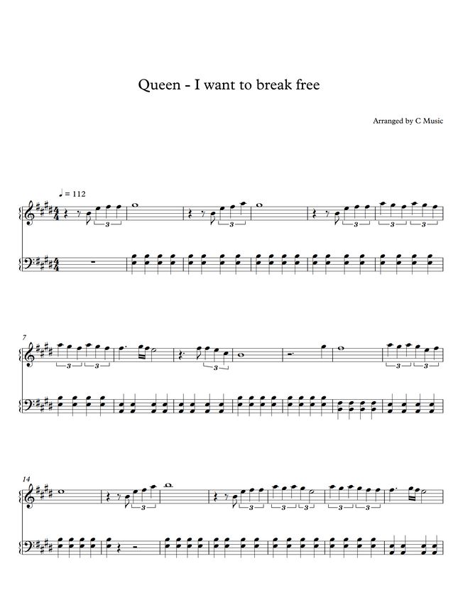 Queen - I want to break free by C Music