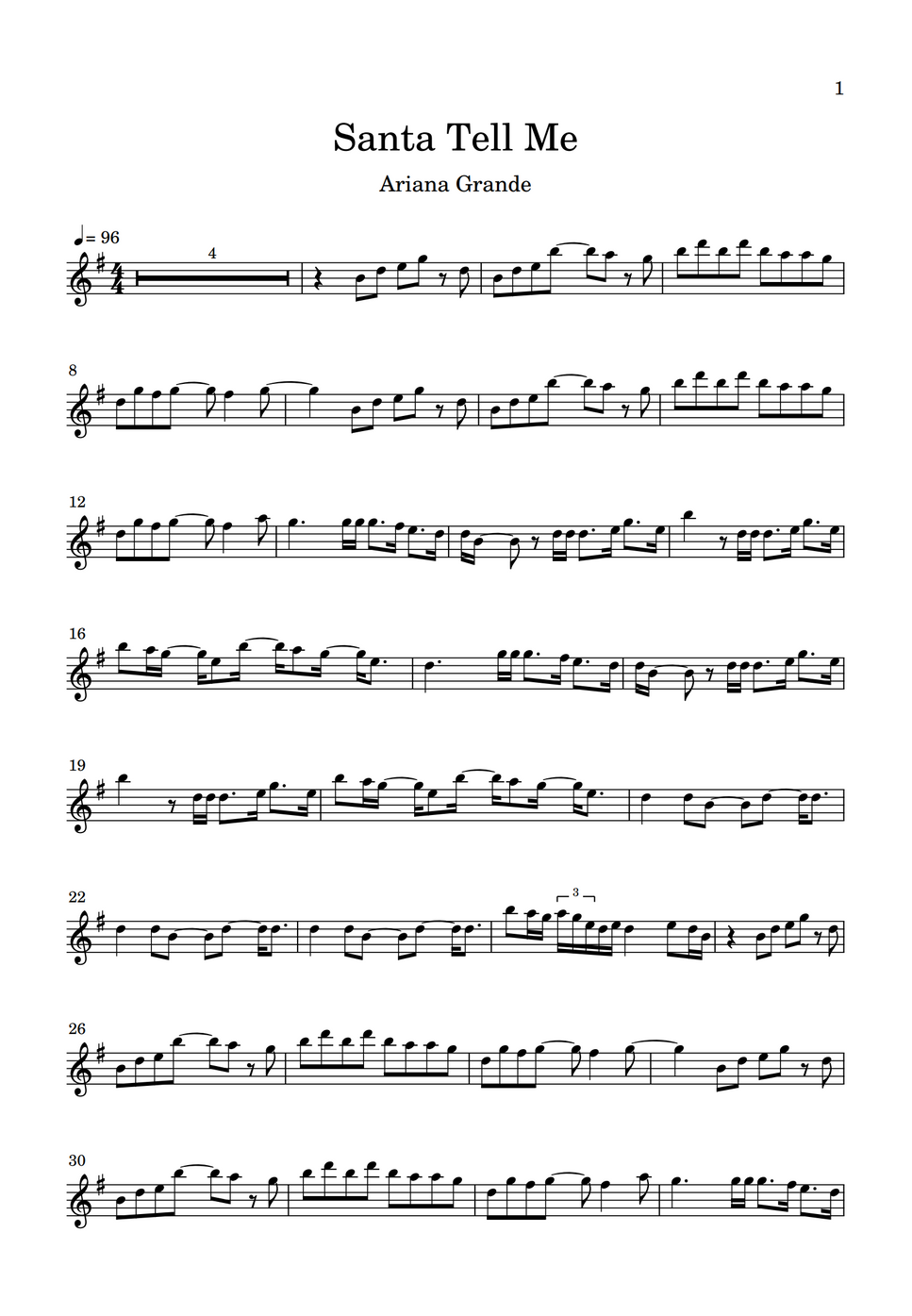 Ariana Grande Santa Tell Me by Kaho Sheet