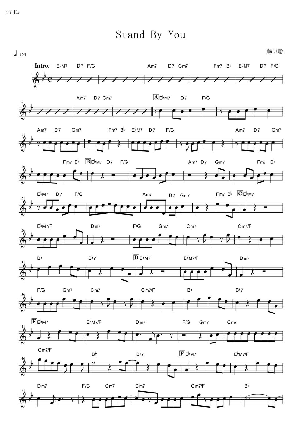 Official HIGE DANdism Stand By You (in Eb) 楽譜