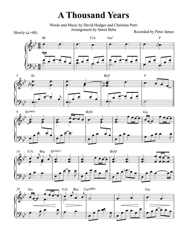 Christina Perri - A Thousand Years (Piano Solo)