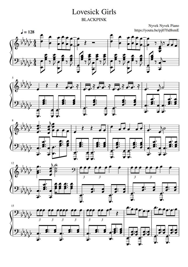 Blackpink Lovesick Girls By Nyvek Nyvek Piano Sheet Music