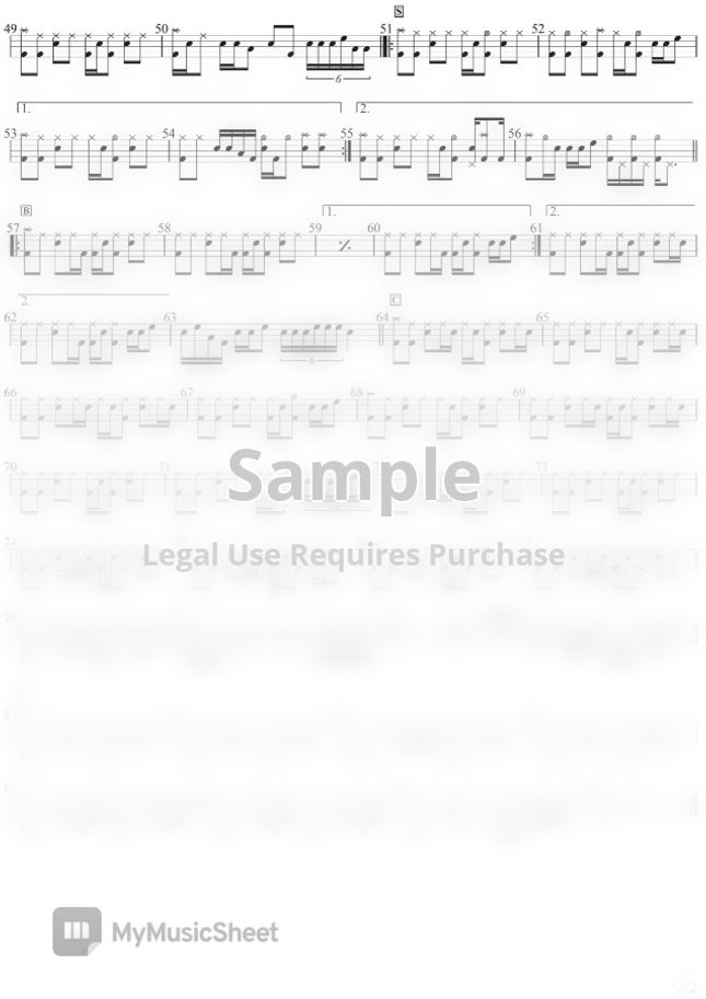 Back Number Hanataba 花束 Drum By Drumscorehk Sheet