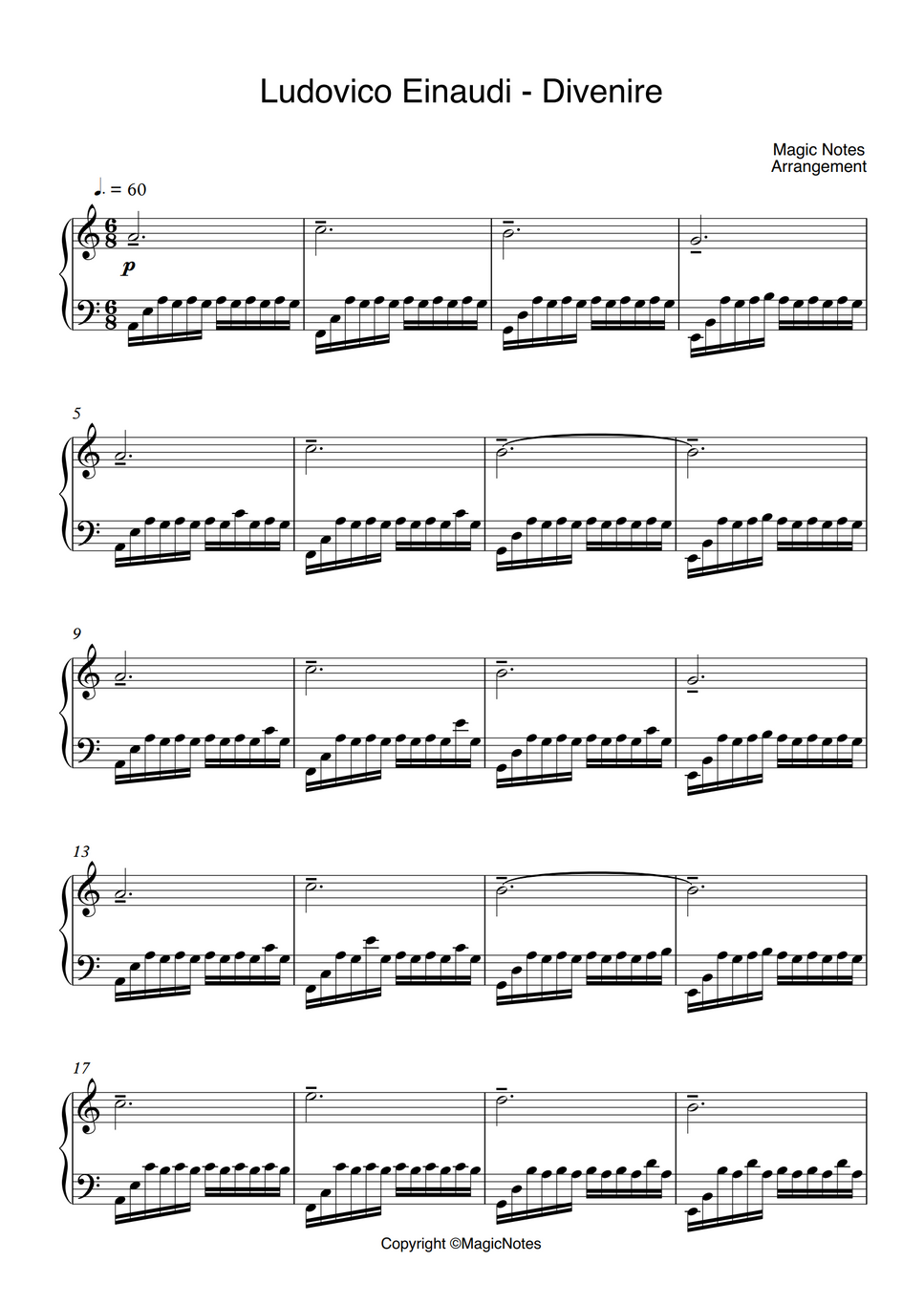 Ludovico einaudi divenire by magicnotes sheet