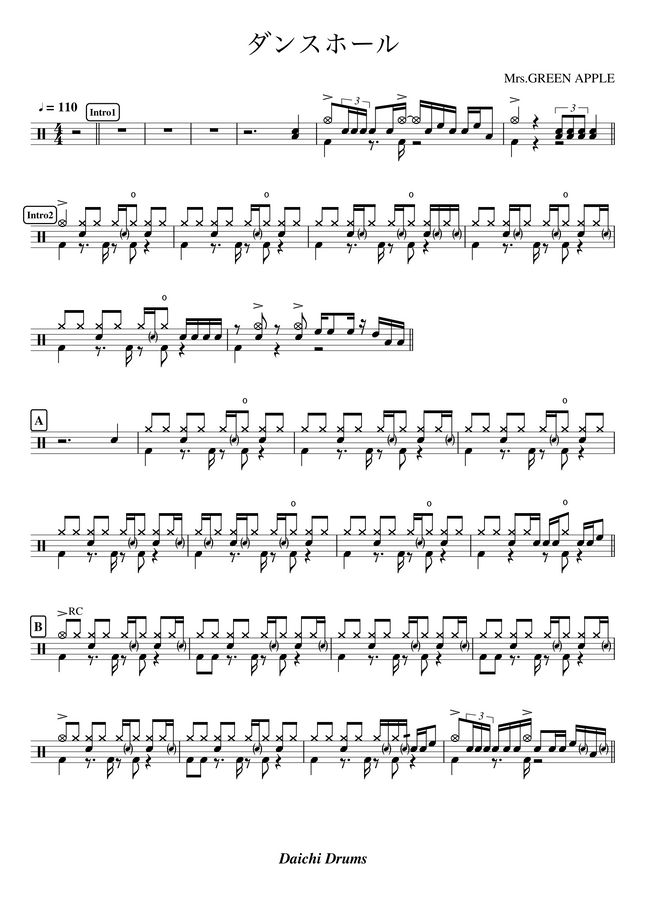 Mrs.GREEN APPLE - ダンスホール by Daichi Drums