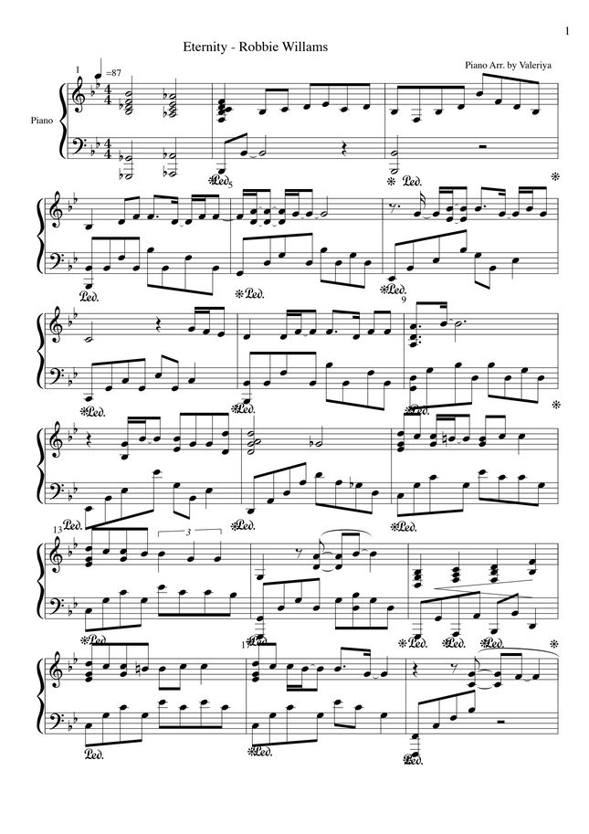 Robbie Williams Guy Chambers Eternity By Valeriya Zahonyayeva Sheet
