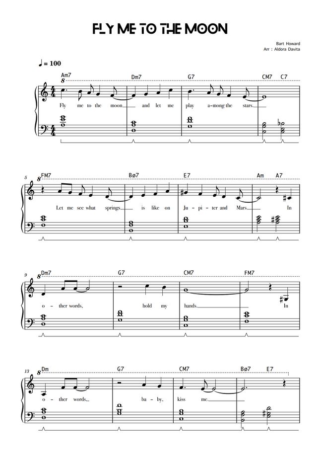 Frank Sinatra Fly Me to the Moon by Aldora Davita Sheet