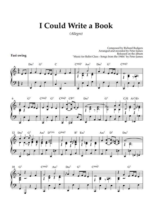 Richard Rodgers I Could Write a Book (Allegro) by Peter James Sheet Music