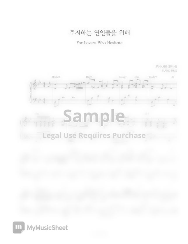 For Lovers Who Hesitate Jannabi Lyrics English JANNABI - For Lovers Who Hesitate by Piano Hug Sheet Music