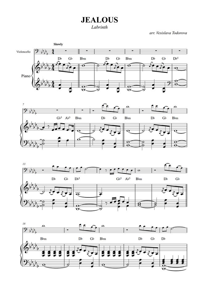 Labrinth - Jealous (Piano & Cello) by Vesislava Todorova