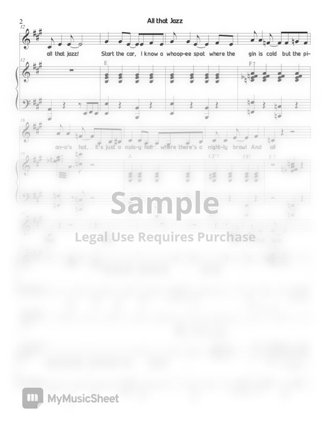 Musical 'Chicago' OST All that Jazz (3단(piano+vocal)) by Sunny