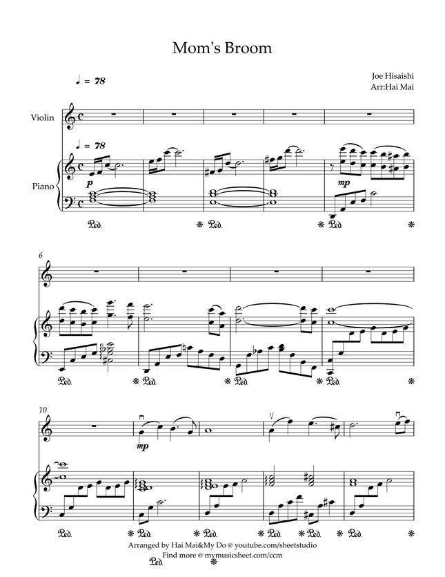 Joe Hisaishi Mom's Broom (Kiki's Delivery Service) for Violin solo