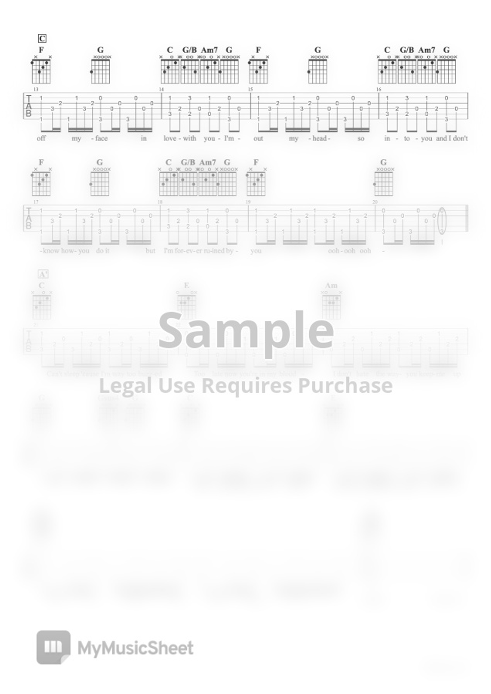 Aro Jung Off My Face (Justin Bieber) by 서경록 Sheet