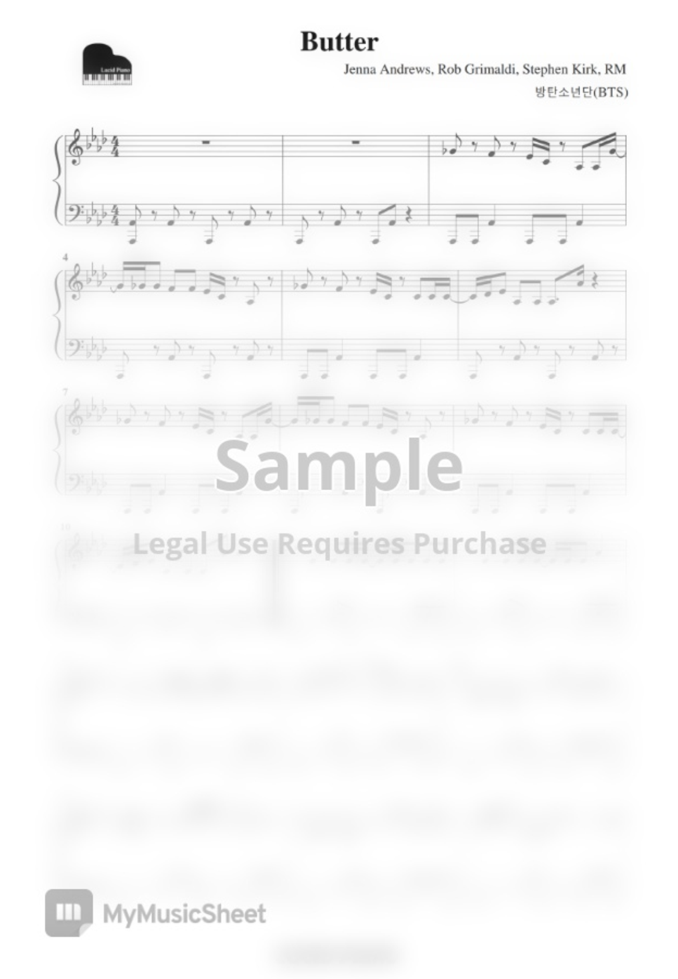 BTS Butter by Lucid Piano Sheet