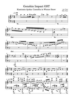 陳致逸 原神 角色演示 神里绫华 寒椿吹雪 背景音乐by Tani Dest Sheet Music
