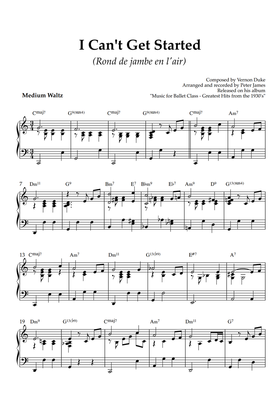 Vernon Duke I Can't Get Started (Piano solo) by Peter