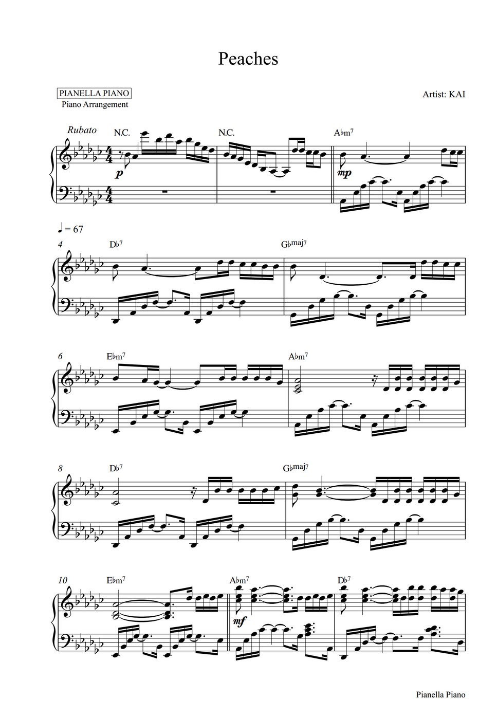 KAI Peaches (2 PDF in Original Key Gb Major & Easier Key G Major) by