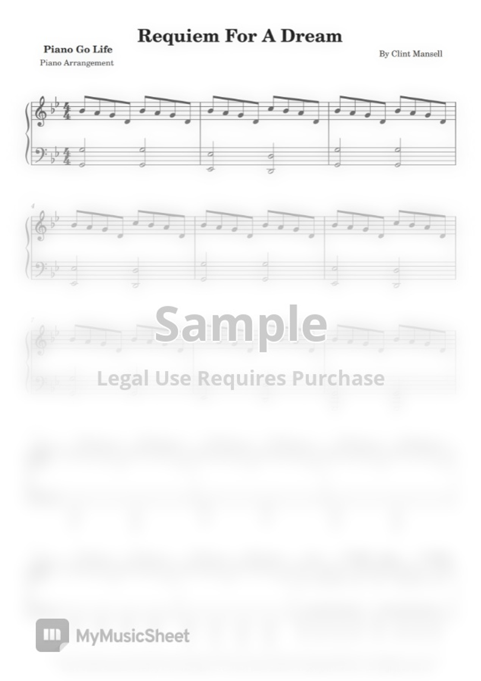 Requiem For A Dream Clint Mansell Lyrics Lux Aeterna - Requiem For A Dream (Clint Mansell) by Piano Go Life Sheet
