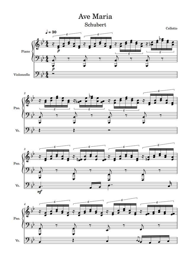 Schubert - アヴェ・マリア (チェロソロ・ピアノ伴奏) by Cellotto
