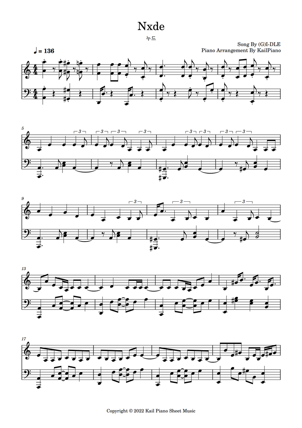 (G)IDLE Nxde by Kail Piano Sheet