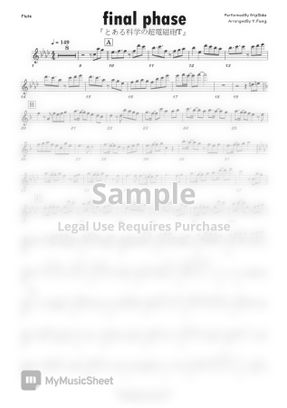 とある科学の超電磁砲t 主題歌 Final Phase フルート演奏 By Yipfung Sheet Music