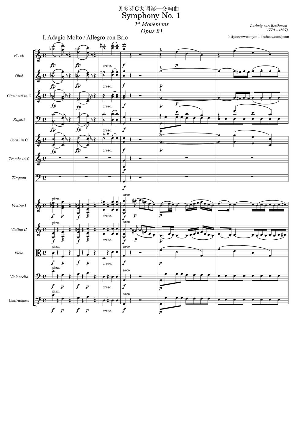 Beethoven Beethoven Symphony No.1 in C major Op.21 1st movement 贝多芬 C