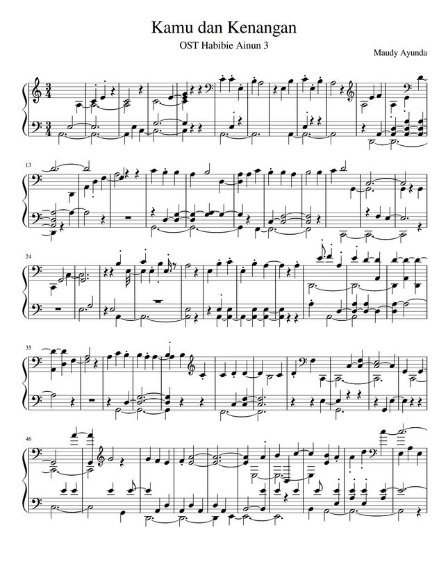 Maudy Ayunda - Kamu dan Kenangan (OSTHabibieAinun3) Sheet Music