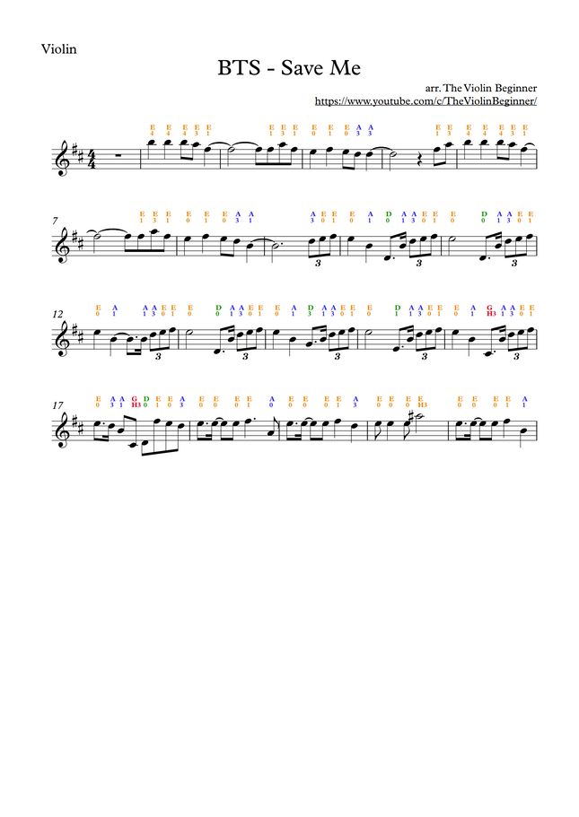 BTS Save Me Sheet Music