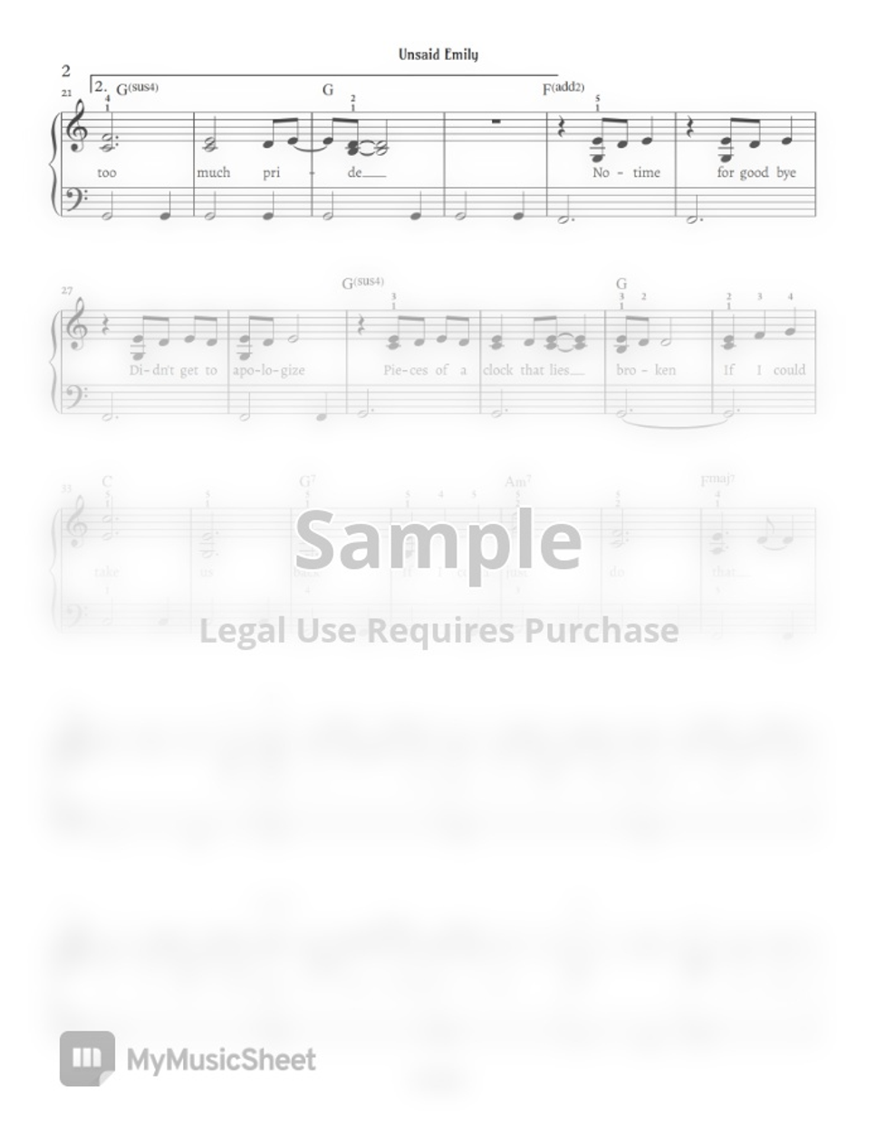 Julie and the Phantoms [Level 3] Unsaid Emily Piano Arrangement in