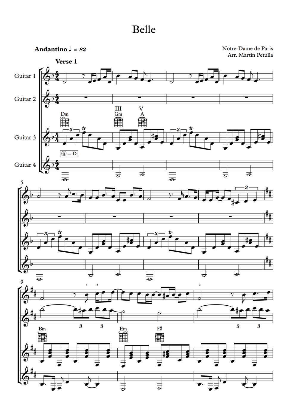 Notre Dame de Paris Belle by Martin Petulla 악보